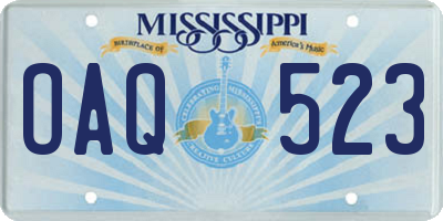 MS license plate OAQ523