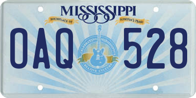 MS license plate OAQ528