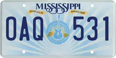 MS license plate OAQ531