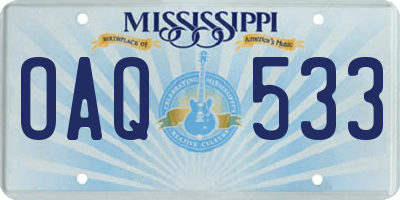 MS license plate OAQ533