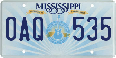 MS license plate OAQ535