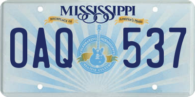 MS license plate OAQ537