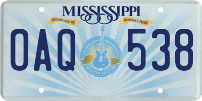 MS license plate OAQ538