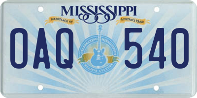 MS license plate OAQ540