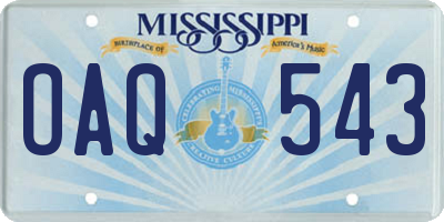 MS license plate OAQ543