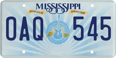 MS license plate OAQ545
