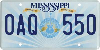MS license plate OAQ550