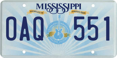 MS license plate OAQ551