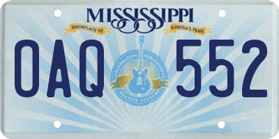 MS license plate OAQ552