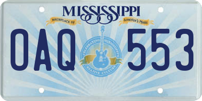 MS license plate OAQ553