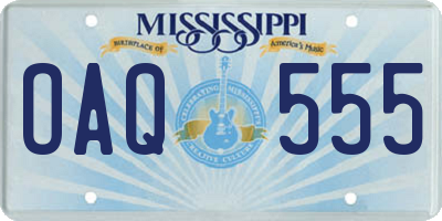 MS license plate OAQ555
