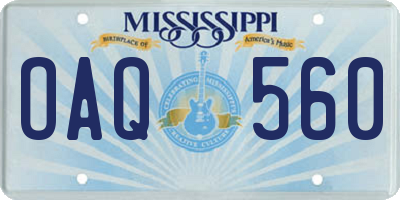 MS license plate OAQ560
