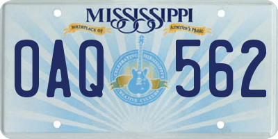 MS license plate OAQ562