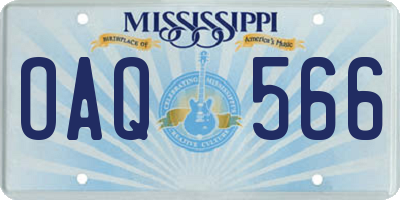 MS license plate OAQ566