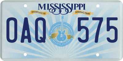 MS license plate OAQ575