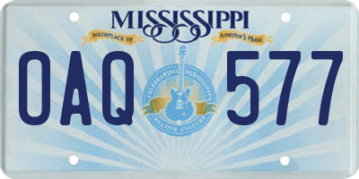 MS license plate OAQ577