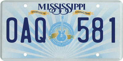 MS license plate OAQ581