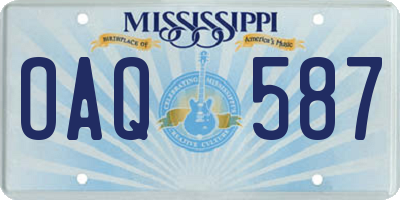 MS license plate OAQ587