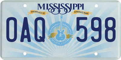 MS license plate OAQ598
