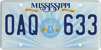 MS license plate OAQ633