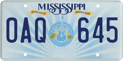 MS license plate OAQ645