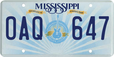 MS license plate OAQ647