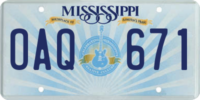 MS license plate OAQ671