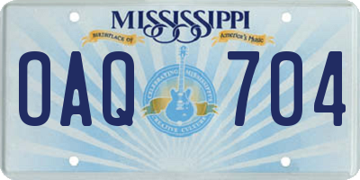 MS license plate OAQ704
