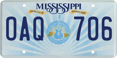 MS license plate OAQ706