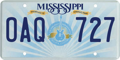 MS license plate OAQ727