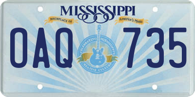 MS license plate OAQ735