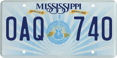 MS license plate OAQ740