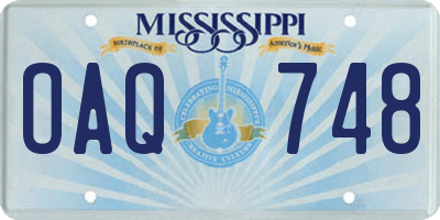 MS license plate OAQ748