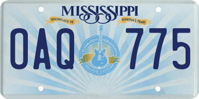 MS license plate OAQ775