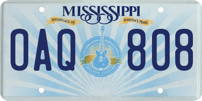MS license plate OAQ808