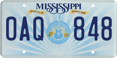 MS license plate OAQ848