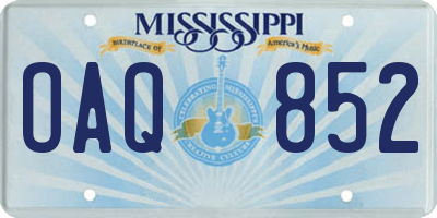 MS license plate OAQ852