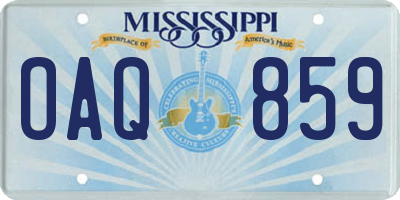MS license plate OAQ859