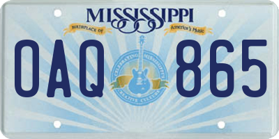 MS license plate OAQ865