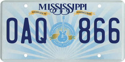 MS license plate OAQ866