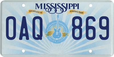 MS license plate OAQ869