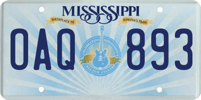 MS license plate OAQ893