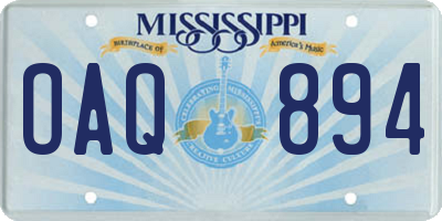 MS license plate OAQ894