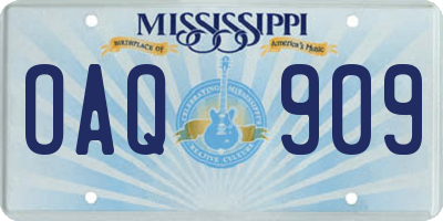 MS license plate OAQ909
