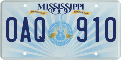 MS license plate OAQ910