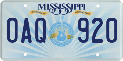MS license plate OAQ920