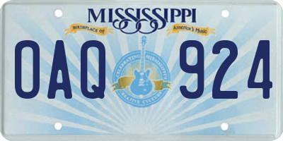 MS license plate OAQ924