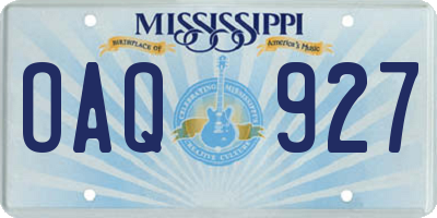 MS license plate OAQ927