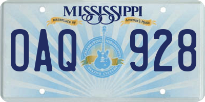 MS license plate OAQ928