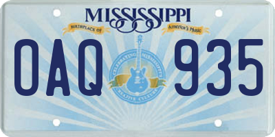 MS license plate OAQ935